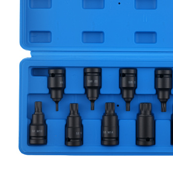 1/2 Drive 10pc Spline Impact Socket Set M4-M18 S2 Steel Tamper Bit Sockets
