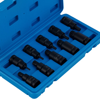 1/2 Drive 10pc Spline Impact Socket Set M4-M18 S2 Steel Tamper Bit Sockets