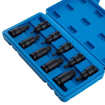 1/2 Drive 10pc Spline Impact Socket Set M4-M18 S2 Steel Tamper Bit Sockets