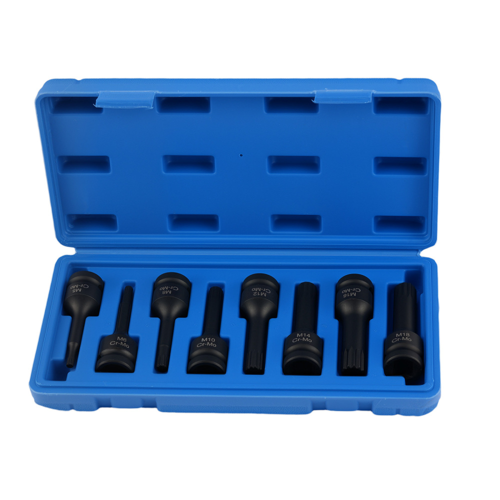 Douilles Cannelé 8pcs for Pneumatique M5 M6 M8 M10 M12 M14 M16 M18 78MM