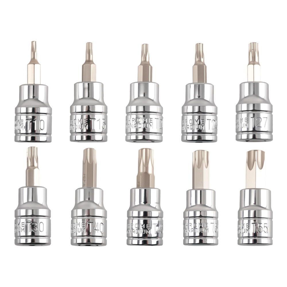 10 Piece 3/8in Drive Star Bit Socket Set T10-T55 CRV Professional Tool New