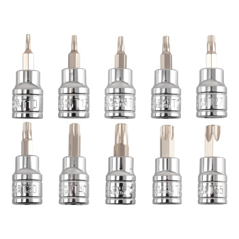 10 Piece 3/8in Drive Star Bit Socket Set T10-T55 CRV Professional Tool New