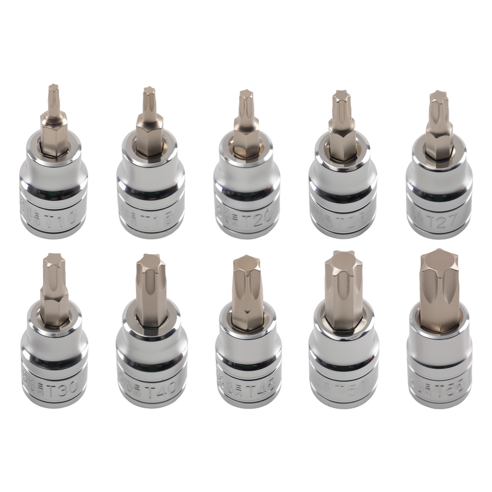 10 Piece 3/8in Drive Star Bit Socket Set T10-T55 CRV Professional Tool New