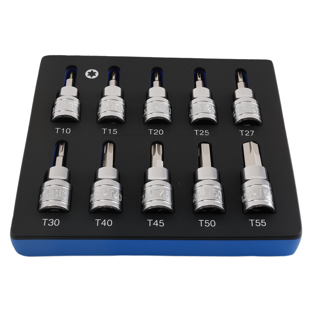10 Piece 3/8in Drive Star Bit Socket Set T10-T55 CRV Professional Tool New