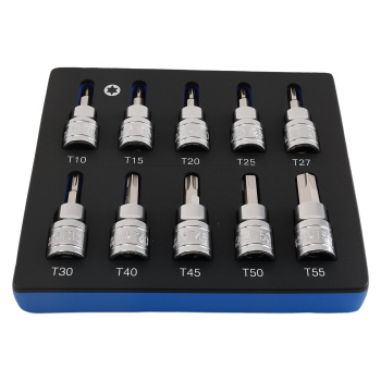 10 Piece 3/8in Drive Star Bit Socket Set T10-T55 CRV Professional Tool New
