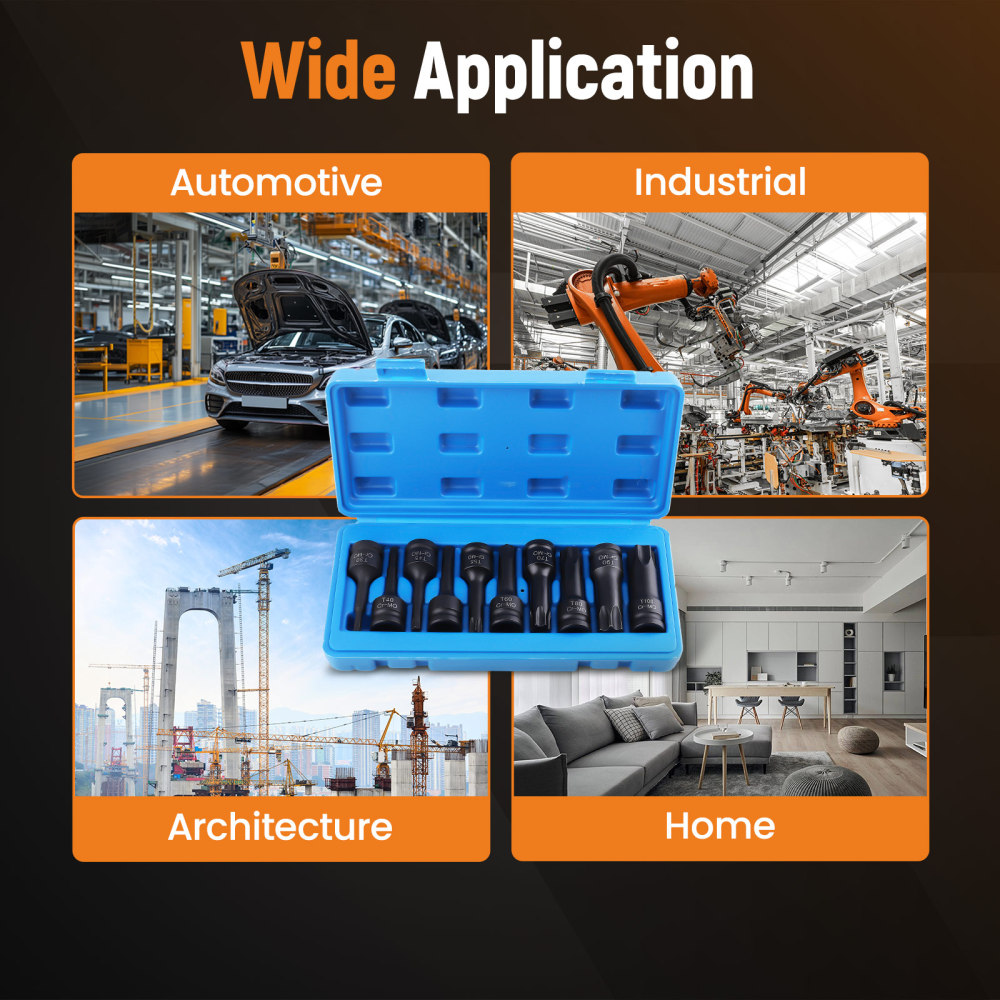 10Pcs T30-T100 1/2 Inch Socket Bits Set Star Drive Impact