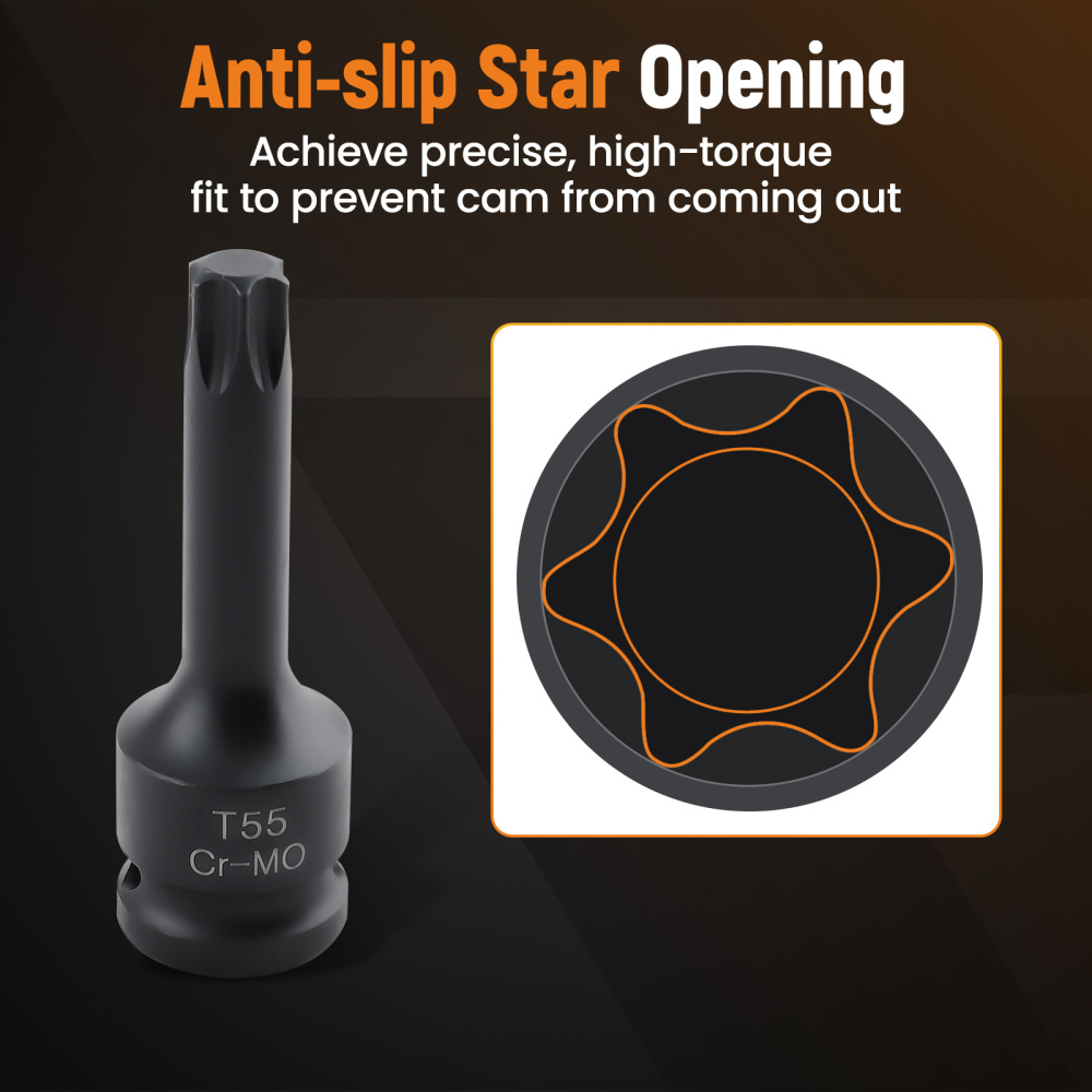 10Pcs T30-T100 1/2 Inch Socket Bits Set Star Drive Impact