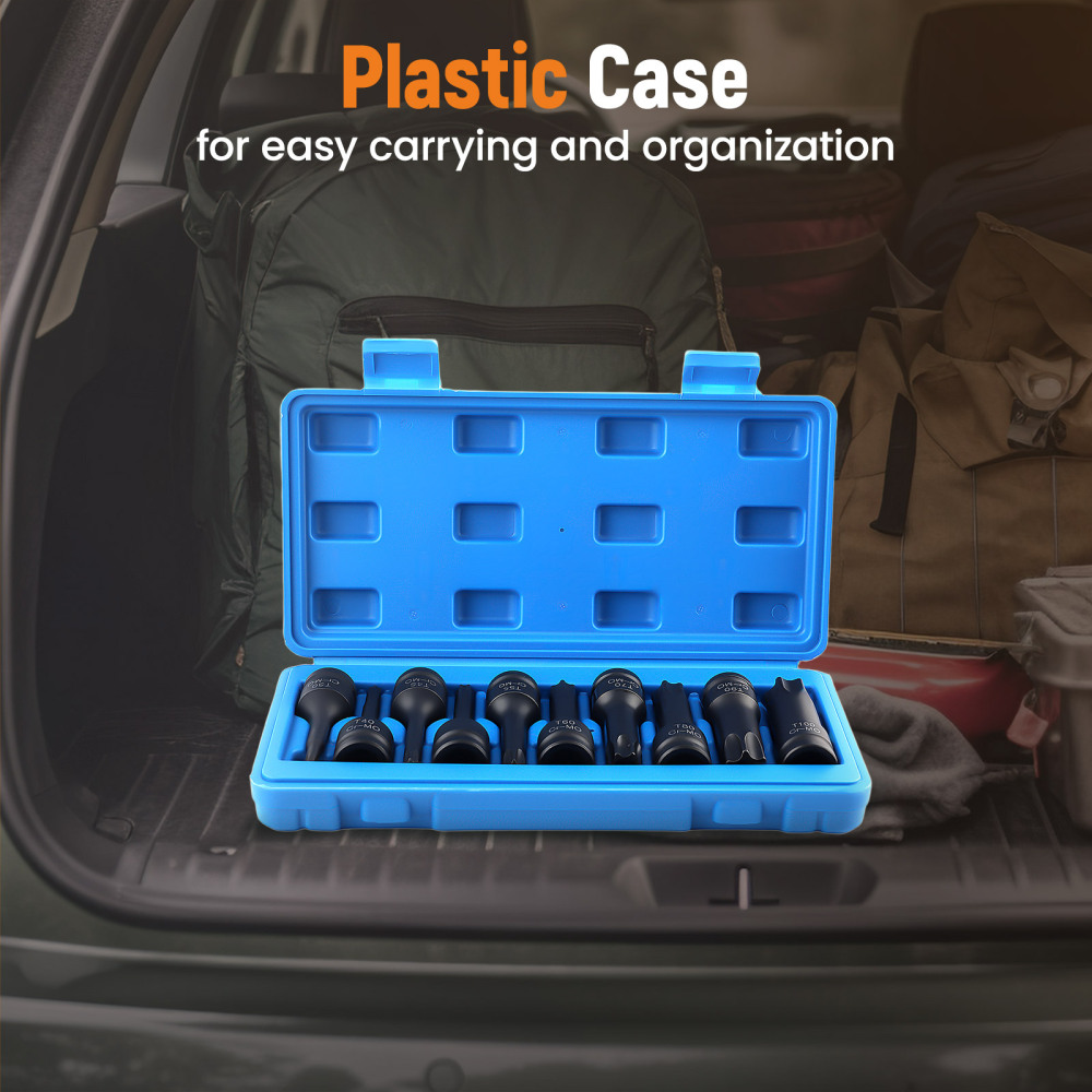 10Pcs T30-T100 1/2 Inch Socket Bits Set Star Drive Impact