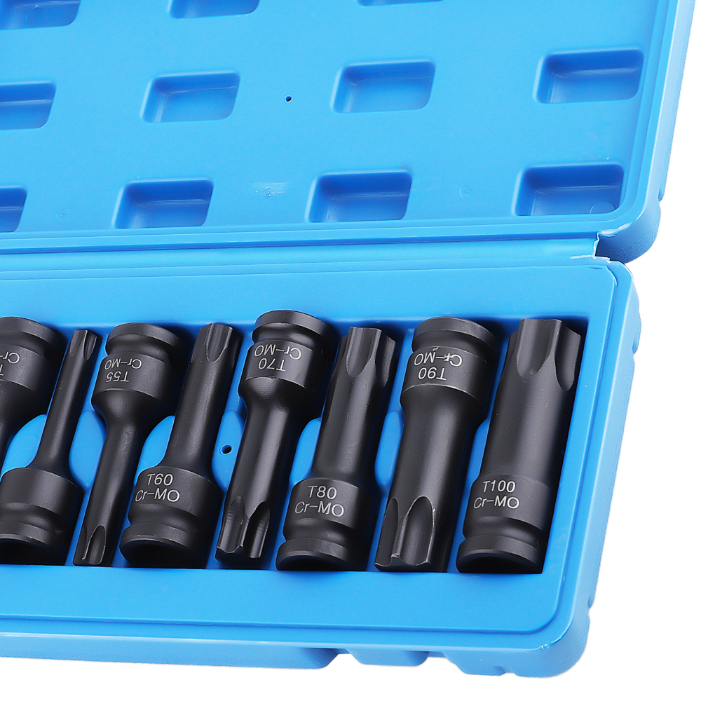1/2 Inch 10Pcs Impact Socket Bits 3-Inch Extra Long Impact Star.