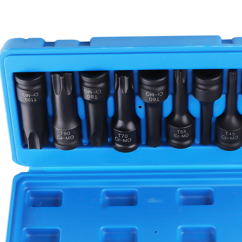 1/2 Inch 10Pcs Impact Socket Bits 3-Inch Extra Long Impact Star.