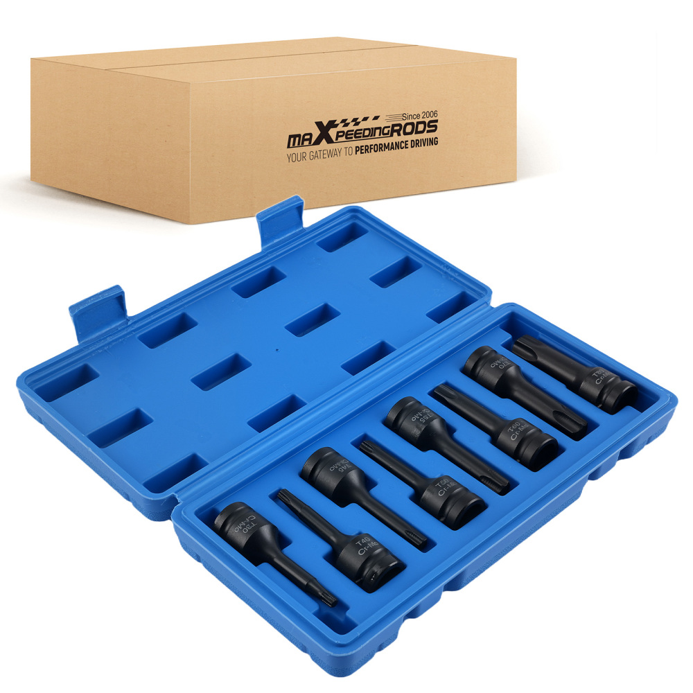 8pc 1/2 Drive Impact Socket T30-T80 78mm Chrome Molybdenum Set