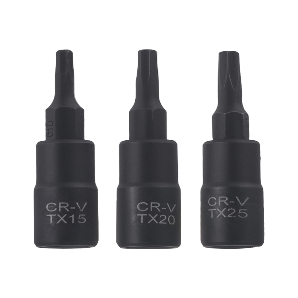 15pc CrMo Impact Star Socket Set 1/4 3/8 1/2 Drive T6-T70 Black compatible for Case