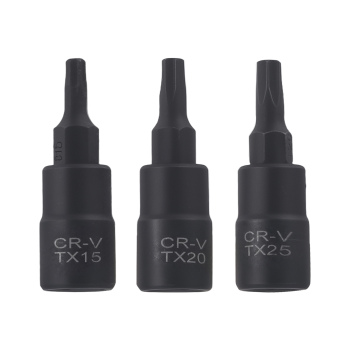 15pc CrMo Impact Star Socket Set 1/4 3/8 1/2 Drive T6-T70 Black compatible for Case
