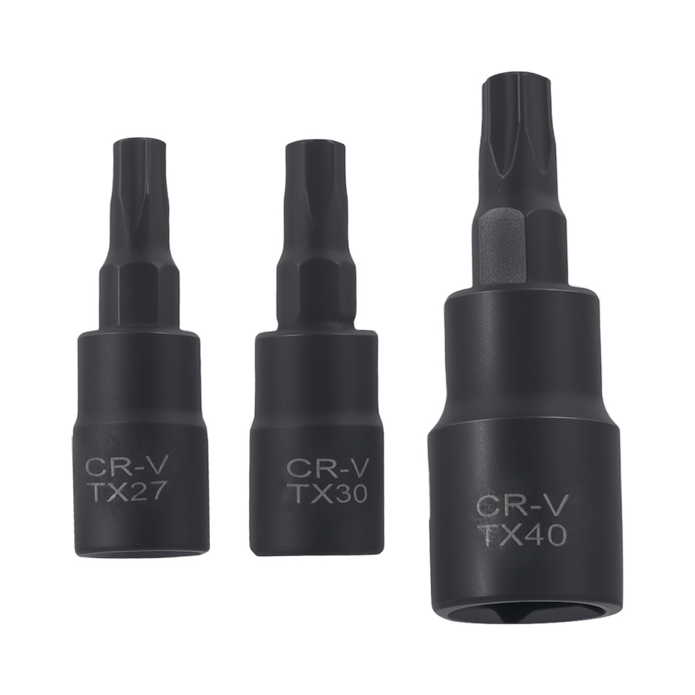 15pc CrMo Impact Star Socket Set 1/4 3/8 1/2 Drive T6-T70 Black compatible for Case