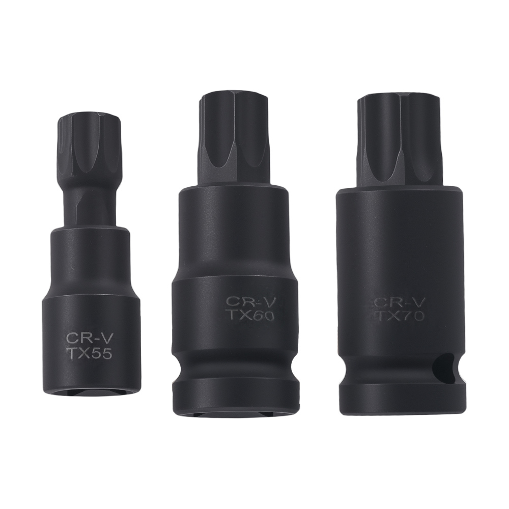 15pc CrMo Impact Star Socket Set 1/4 3/8 1/2 Drive T6-T70 Black compatible for Case