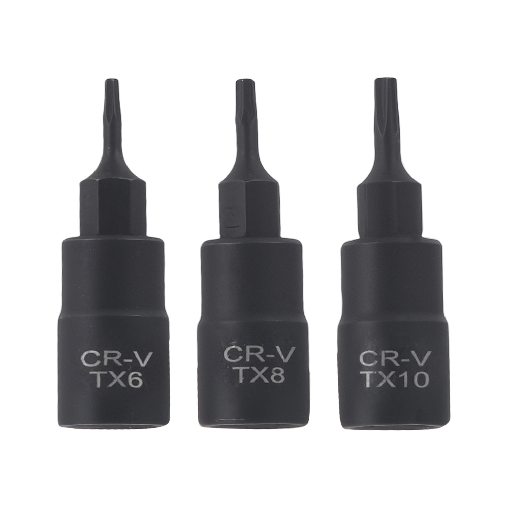 15pc CrMo Impact Star Socket Set 1/4 3/8 1/2 Drive T6-T70 Black compatible for Case