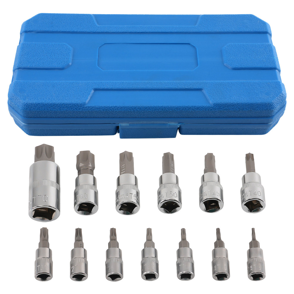 14 Piece Professional Socket Set T8-T70 CRV Steel Multi Drive Kit