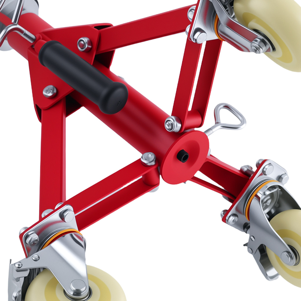 Adjustable Steel V-Head Pipe Stand 20-37 inch 882 lbs Capacity Casters