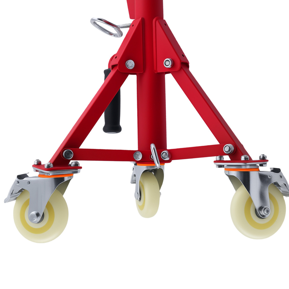 Adjustable Steel V-Head Pipe Stand 20-37 inch 882 lbs Capacity Casters