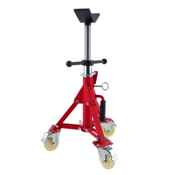 Adjustable Steel V-Head Pipe Stand 20-37 inch 882 lbs Capacity Casters