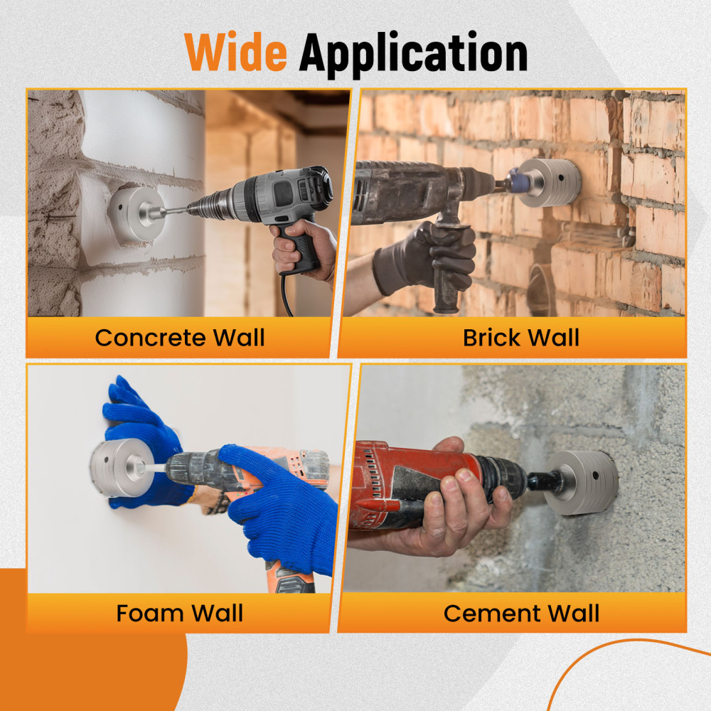 Brick Concrete Core Bit Carbide Hole Saw Set 16Pcs 30 40 50 65 80 100 110mm SDS