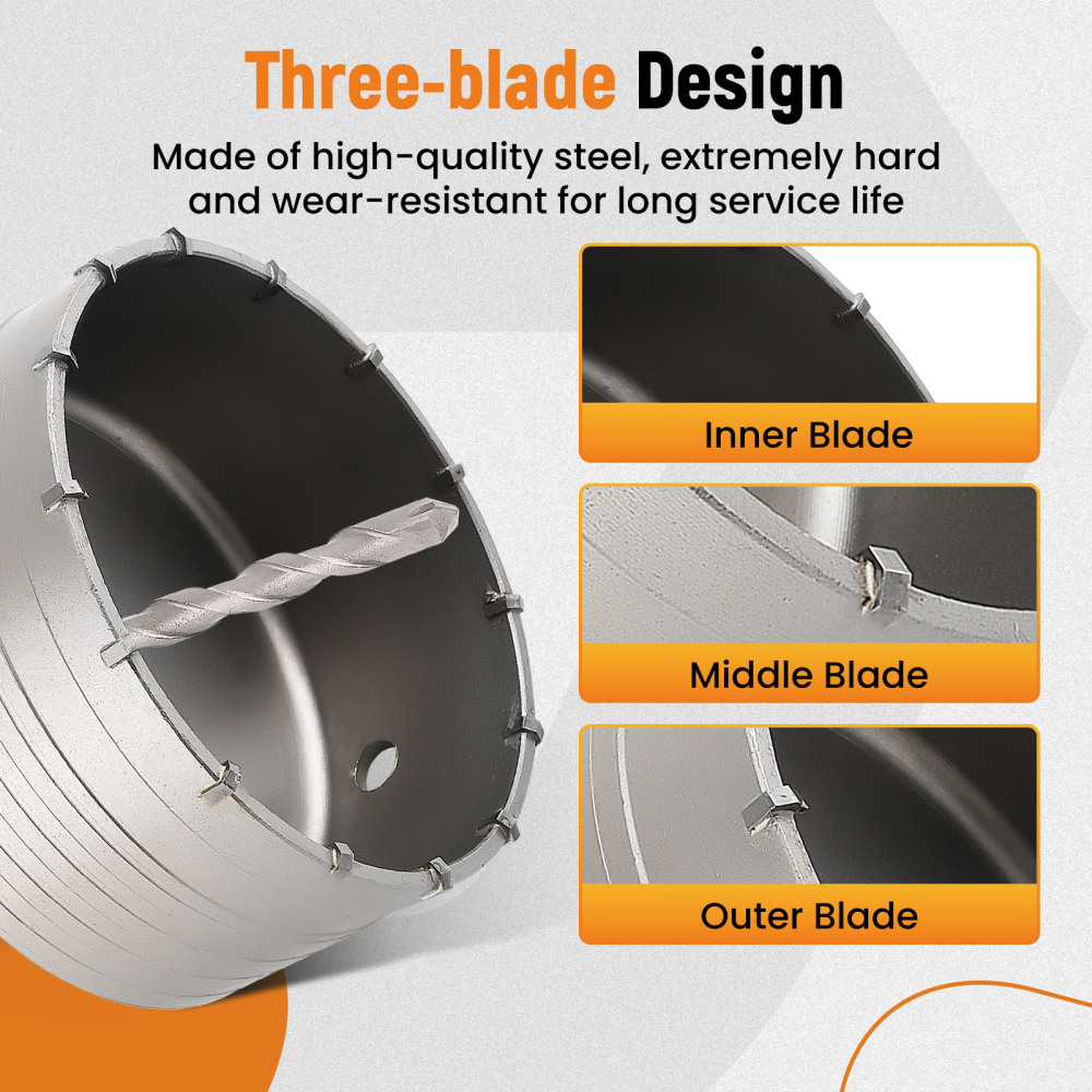 Brick Concrete Core Bit Carbide Hole Saw Set 16Pcs 30 40 50 65 80 100 110mm SDS