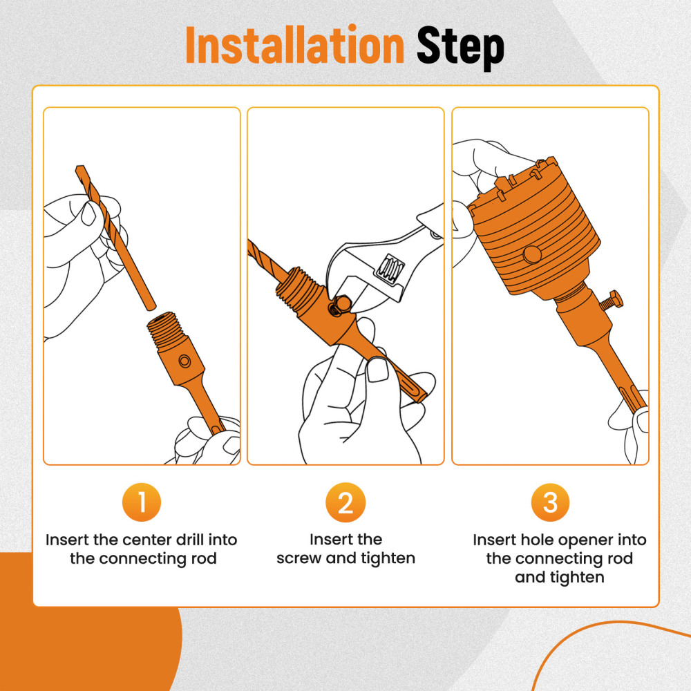 Brick Concrete Core Bit Carbide Hole Saw Set 16Pcs 30 40 50 65 80 100 110mm SDS