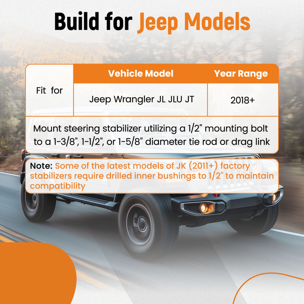 Steering Stabilizer Tie Rod Clamp 1-5/8OD tube compatible for Jeep Wrangler JL JT