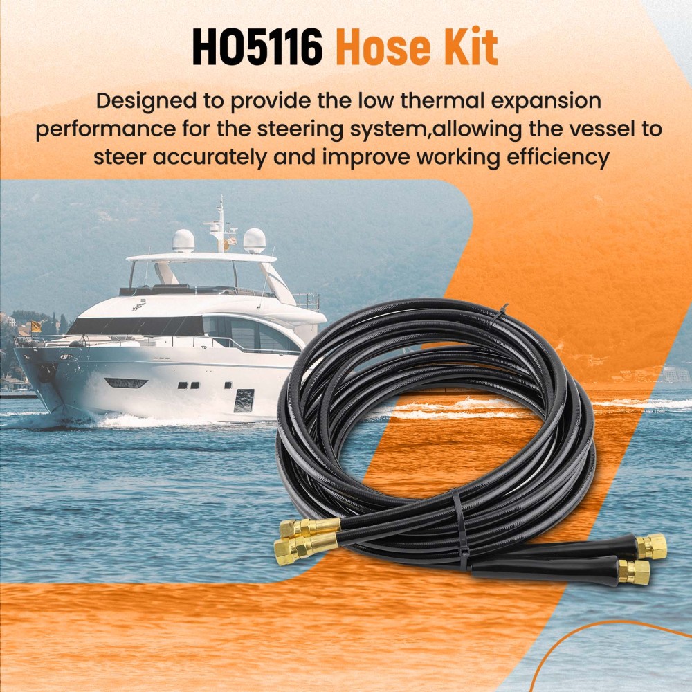 2pc 16FT Hydraulic Steering hoses For SeaStar systems Baystar Reinforced Rubber