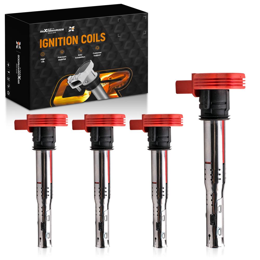 4x compatible for AUDI R8 Red Coil Packs Set 2.0TFSI/2.0TSI A3/Compatible for GOLF 5/LEON 06E905115E