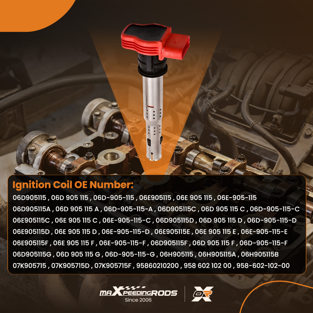 4x compatible for AUDI R8 Red Coil Packs Set 2.0TFSI/2.0TSI A3/Compatible for GOLF 5/LEON 06E905115E