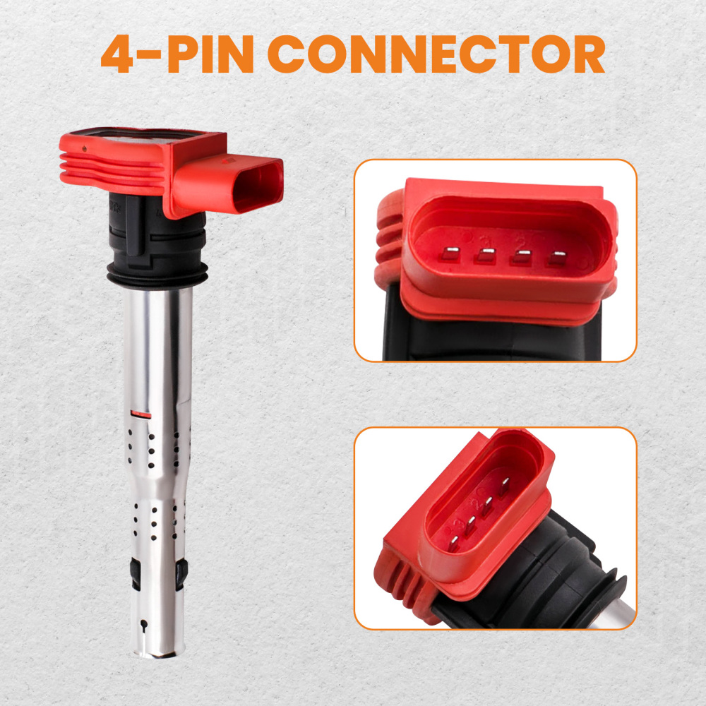 4X compatibile per Audi R8 Rosso Bobina Pack Set 2.0 Tfsi/2.0Tsi A3/Compatibile per Golf 5/Leon 06E905115E