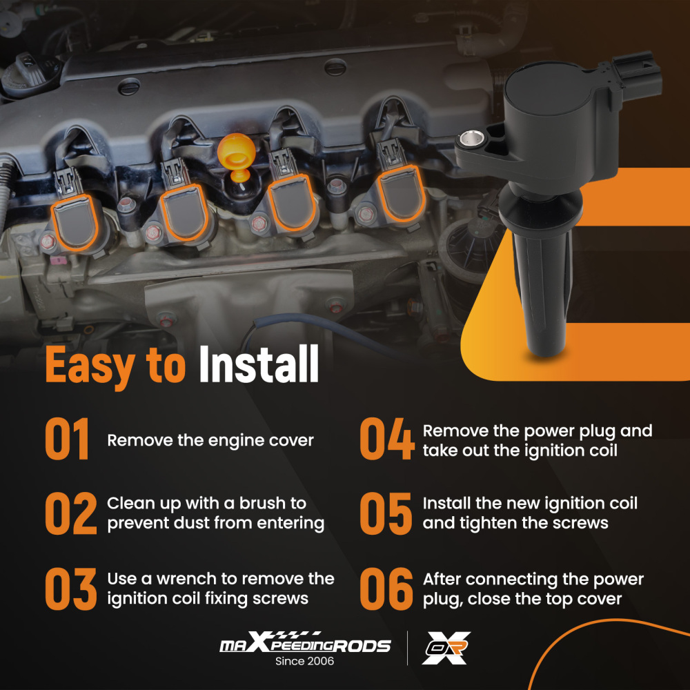 4pcs Bobina compatibile per Ford Mondeo Galaxy S-Max 2.0L 2006-2015 4M5G-12A366-BA