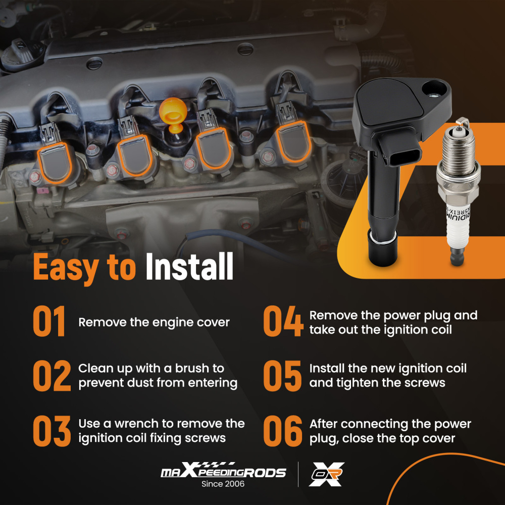 6 Ignition Coil + Spark Plug compatible for Honda Odyssey Accord compatible for Acura CL TL V6 UF242 C1221