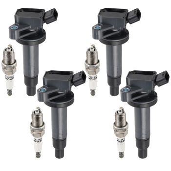 4 Ignition Coils + Spark Plugs compatible for Toyota Chevrolet Pontiac 1.8L L4 UF247 7090