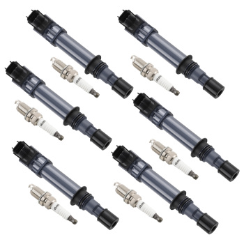 6X Ignition Coil + 6X Spark Plugs compatible for Dodge Dakota Durango Nitro compatible for Ram 1500 UF297