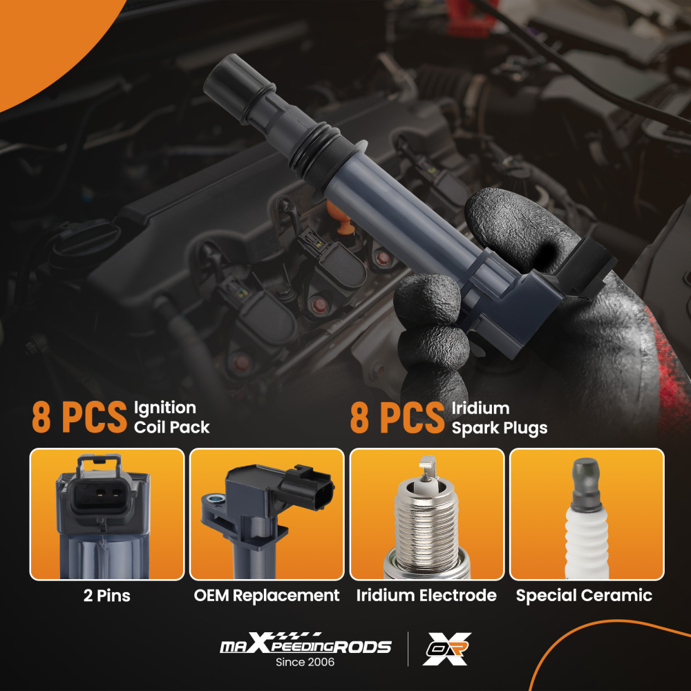 8 pcs Ignition CoilSpark Plug compatible for Chrysler Mitsubishi Dodge Jeep UF270 4503