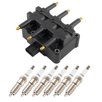 1pcs Ignition Coil + 6pcs Spark Plugs compatible for Chrysler Town compatible for Dodge Pacifica Voyager