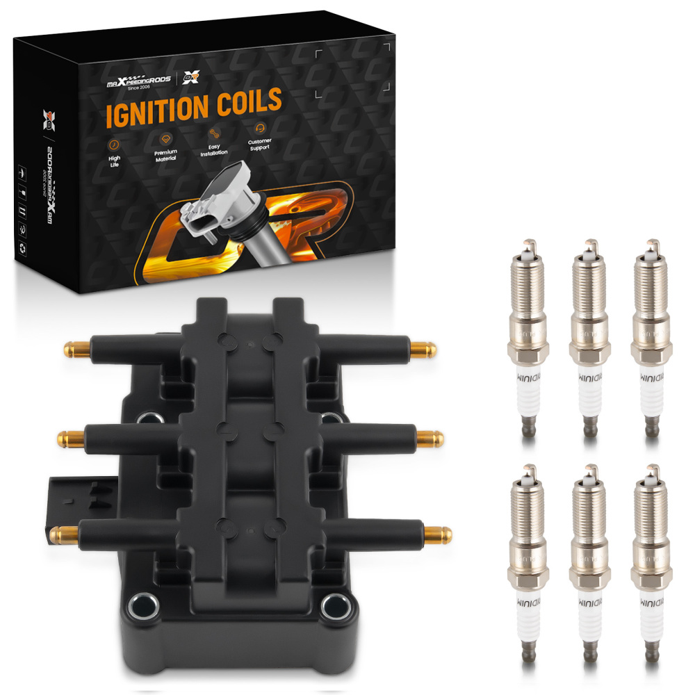 1pcs Ignition Coil + 6pcs Spark Plugs compatible for Chrysler Town compatible for Dodge Pacifica Voyager