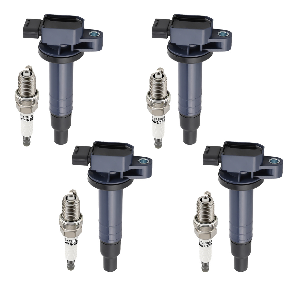 4 Ignition Coils + Spark Plugs compatible for Toyota Echo compatible for Prius Yaris L4 1.5L UF316 5464