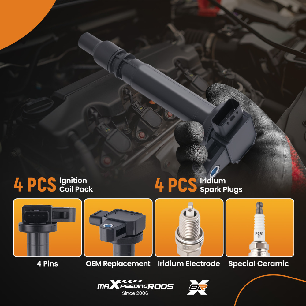 4x Ignition CoilSpark Plug compatible for Toyota 4Runner Tacoma 2.4L 2.7L 00-04 UF323