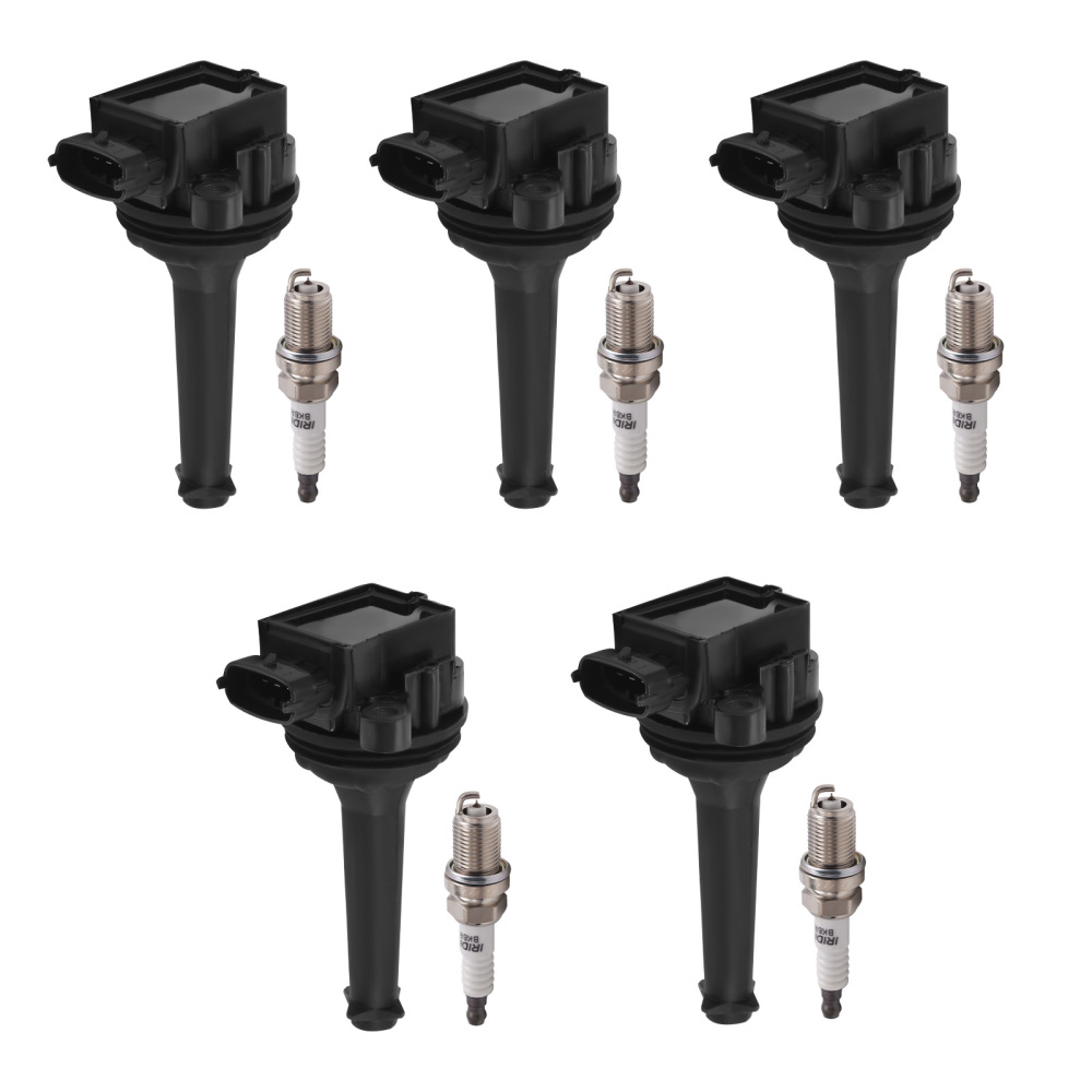 5 Ignition Coils + Spark Plugs compatible for Volvo C70 S60 S70 S80 V70 XC70 XC90 UF341 New