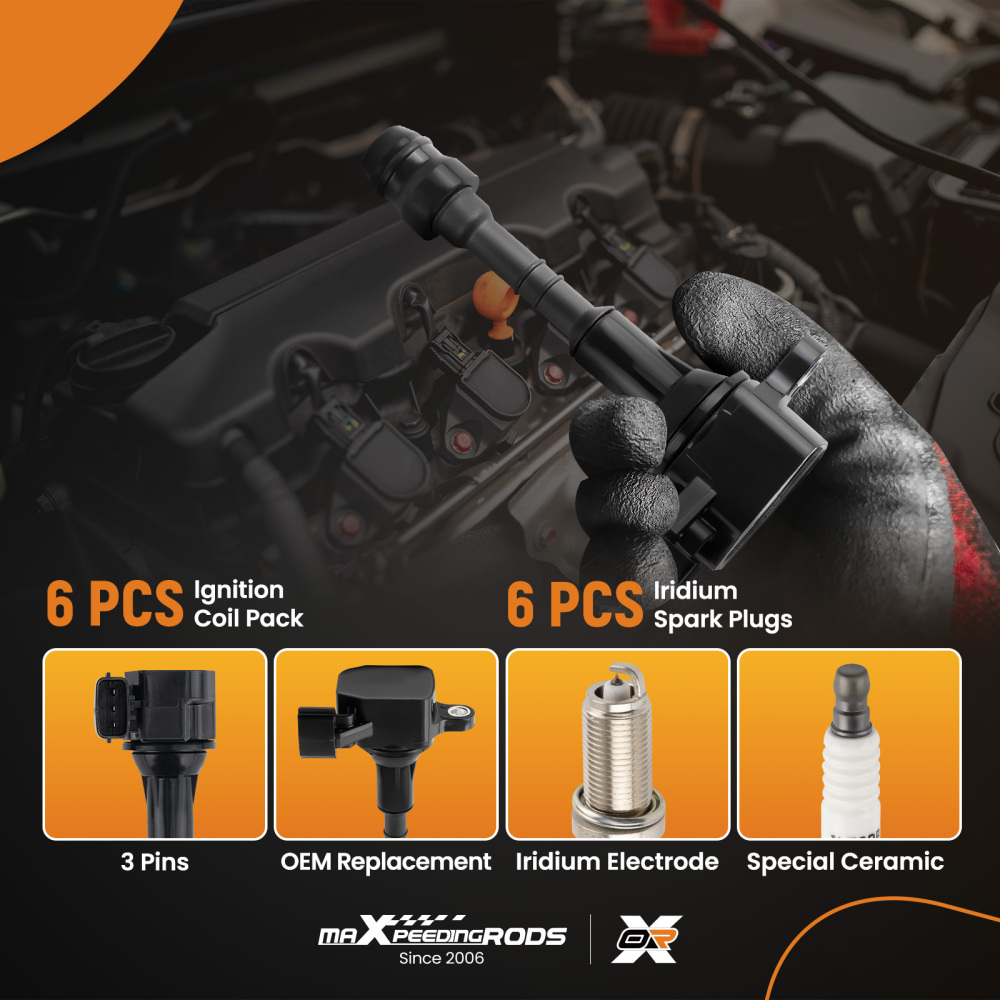 6 X Ignition Coils + 6 X Spark Plugs Set compatible for Nissan Xterra 4.0L 2005-2006 UF355