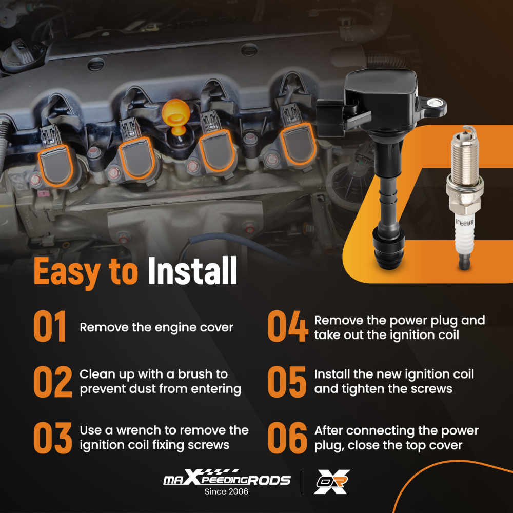 6 X Ignition Coils + 6 X Spark Plugs Set compatible for Nissan Xterra 4.0L 2005-2006 UF355