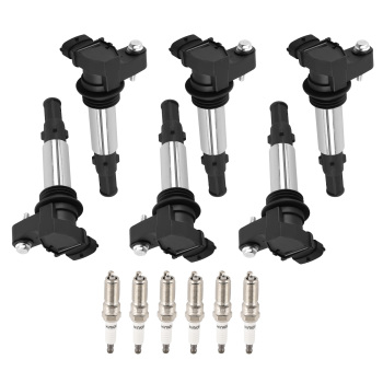 6 Ignition Coil + Spark Plugs compatible for Cadillac Chevrolet Traverse compatible for GMC Cadillac UF375