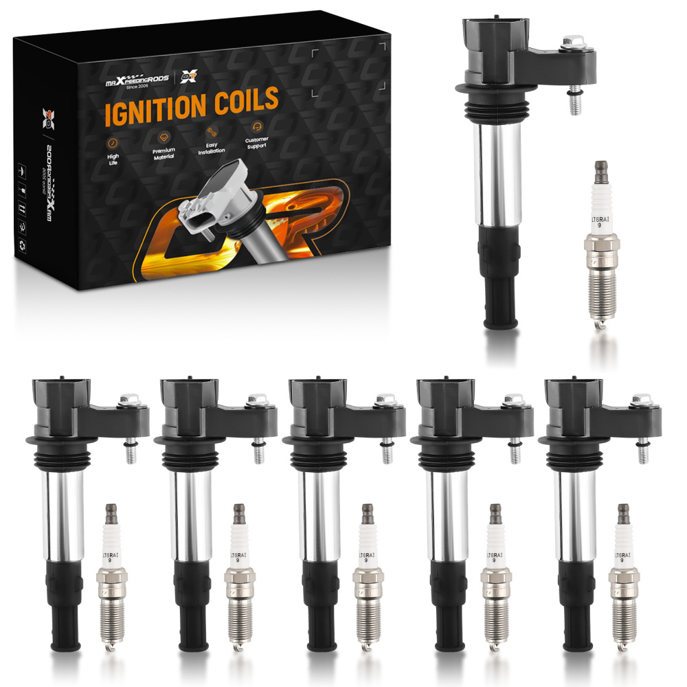 6 Ignition Coil + Spark Plugs compatible for Cadillac Chevrolet Traverse compatible for GMC Cadillac UF375
