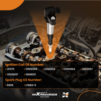 6 Ignition Coil + Spark Plugs compatible for Cadillac Chevrolet Traverse compatible for GMC Cadillac UF375