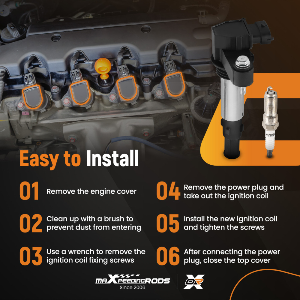 6 Ignition Coil + Spark Plugs compatible for Cadillac Chevrolet Traverse compatible for GMC Cadillac UF375