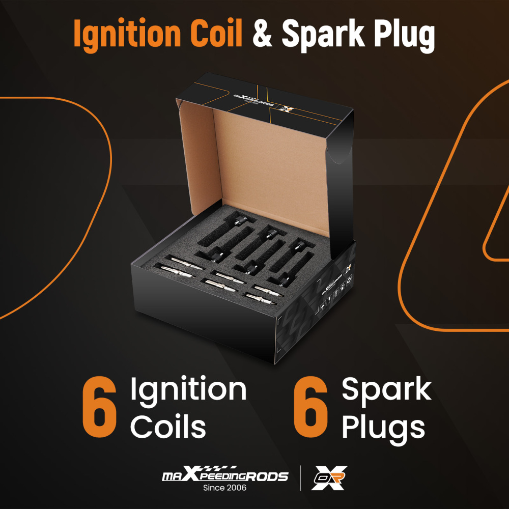 6 Ignition Coil + Spark Plugs compatible for Cadillac Chevrolet Traverse compatible for GMC Cadillac UF375
