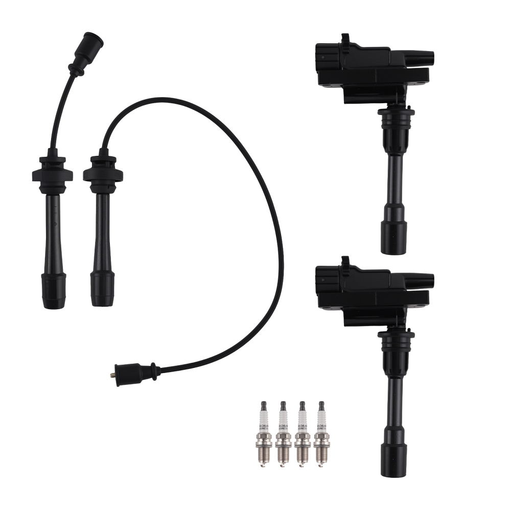 2x Ignition Coil 4x Spark Plug Wires Set compatible for Mazda Protege L4 2.0L 2001-2003